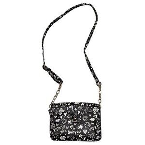 XOXO Graffiti Black White Purse Half Chain Strap‎ Card Slot Inside Front Pocket